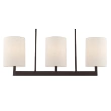 Hayworth 3 Light 36" Wide Linear Chandelier with Fabric Shades