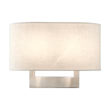 2 Light 9" Tall Wall Sconce with Oatmeal Shade