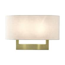 2 Light 10" Tall Wall Sconce with Oatmeal Shade