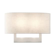 2 Light 10" Tall Wall Sconce with Oatmeal Shade