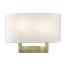 2 Light 9" Tall Wall Sconce with Off-White Shade