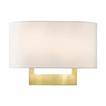 2 Light 9" Tall Wall Sconce with Off-White Shade