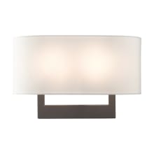 2 Light 10" Tall Wall Sconce with Off-White Shade