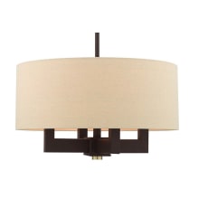 Cresthaven 4 Light 18" Wide Drum Chandelier with Brown Shade