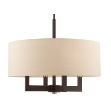 Cresthaven 4 Light 24" Wide Drum Chandelier with Brown Shade