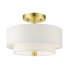 Meridian 2 Light 13" Wide Semi-Flush Drum Ceiling Fixture