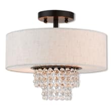 Carlisle 2 Light 13" Wide Semi-Flush Drum Ceiling Fixture with Outer Hardback and Inner Fabric Shade