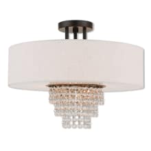 Carlisle 4 Light 18" Wide Semi-Flush Drum Ceiling Fixture with Outer Hardback and Inner Fabric Shade