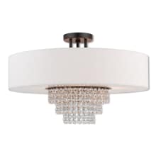 Carlisle 5 Light 22" Wide Semi-Flush Drum Ceiling Fixture with Outer Hardback and Inner Fabric Shade