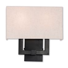 Meridian 2 Light ADA Compliant Single Wall Sconce with Hand Crafted Fabric Shade