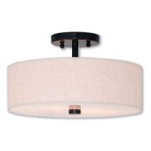 Meridian 2 Light 13" Wide Single Semi-Flush Ceiling Fixture with Hand Crafted Fabric Shade