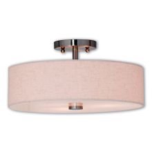 Meridian 3 Light 15" Wide Single Semi-Flush Ceiling Fixture with Hand Crafted Fabric Shade