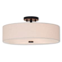 Meridian 4 Light 18" Wide Single Semi-Flush Ceiling Fixture with Hand Crafted Fabric Shade