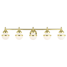 Oldwick 5 Light 42" Wide Vanity Light with White Shade