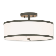 Park Ridge 3 Light 15" Wide Semi Flush Drum Ceiling Fixture