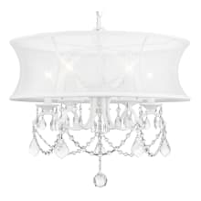 5 Light 300 Watt Chandelier with Off White Silk Shimmer Shade from the Newcastle Collection