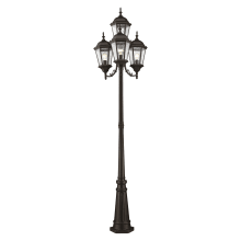 4 Light 400 Watt 24.5" Wide Outdoor Post Light with Clear Water Glass from the Hamilton Collection