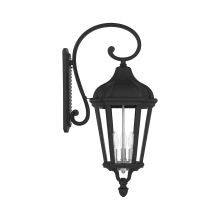 Morgan 3 Light 29" Tall Outdoor Wall Sconce with Glass Panel Shades