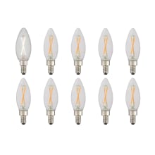 Pack of (10) 2 Watt Vintage Edison Dimmable B10 Candelabra (E12) LED Bulbs - 200 Lumens, 3000K, and 80CRI