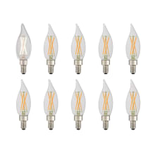 Pack of (10) 4 Watt Vintage Edison Dimmable CA10 Candelabra (E12) LED Bulbs - 400 Lumens, 2700K, and 90CRI