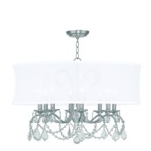 8 Light 480 Watt Chandelier with Off White Silk Shimmer Shade from the Newcastle Collection