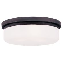 15.5 Inch Wide Flush Mount Ceiling Fixture / Wall Sconce with 3 Lights