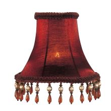 Chandelier Shade with Red Silk Bell Clip Shade with Amber Beads from Chandelier Shade Series
