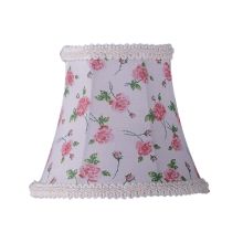 Chandelier Shade with White Floral Print Bell Clip Shade with Fancy Trim from Chandelier Shade Series