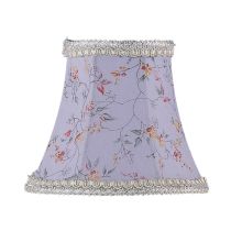Chandelier Shade with Sky Blue Floral Print Bell Clip Shade with Fancy Trim from Chandelier Shade Series