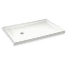 B3Round 59-7/8" x 29-7/8" Rectangular Shower Base with Double Threshold and Left Drain
