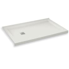 B3Square 59-7/8" x 29-7/8" Rectangular Shower Base with Double Threshold and Left Drain