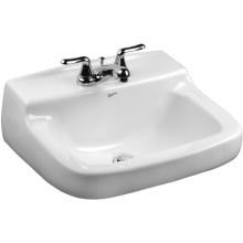 Walnut Knoll 21" Vitreous China Wall Mounted Bathroom Sink with 3 Faucet Holes at 4" Centers and Overflow