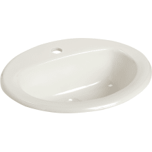 MS Oval 20-1/2" Vitreous China Drop In Bathroom Sink with Single Faucet Hole and Overflow