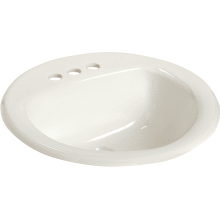 MS Round 19-5/8" Vitreous China Drop In Bathroom Sink with 3 Faucet Holes at 4" Centers and Overflow