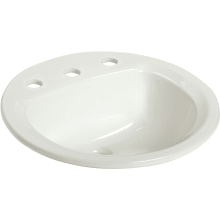 Maverick I 19" Vitreous China Drop In Bathroom Sink with 3 Faucet Holes at 8" Centers and Overflow