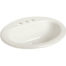 Alto II 19" Vitreous China Drop In Bathroom Sink with 3 Faucet Holes at 4" Centers and Overflow