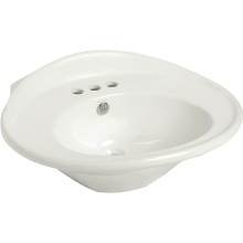 Essence 25-1/2" Vitreous China Pedestal Bathroom Sink with 3 Faucet Holes at 4" Faucet Centers and Overflow