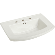 Barrett 24-3/8" Vitreous China Pedestal Bathroom Sink with 3 Faucet Holes at 8" Faucet Centers and Overflow