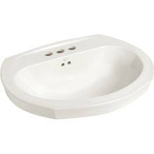 Montclair 23-13/16" Vitreous China Pedestal Bathroom Sink with 3 Faucet Holes at 4" Faucet Centers and Overflow