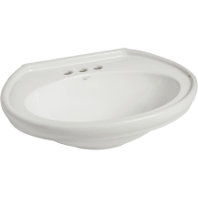 Waverly 24-1/2" Vitreous China Pedestal Bathroom Sink with 3 Faucet Holes at 4" Faucet Centers and Overflow