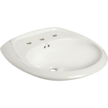 Maverick 23-7/8" Vitreous China Pedestal Bathroom Sink with 3 Faucet Holes at 8" Faucet Centers and Overflow
