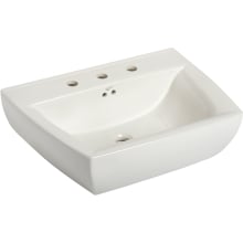 Potenza 24-5/16" Vitreous China Vessel Bathroom Sink with 3 Faucet Holes at 8" Faucet Centers and Overflow