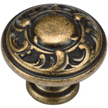 Decorated 1-3/8 Inch Zamac Mushroom Cabinet Knob from the Classic European Renaissance Collection