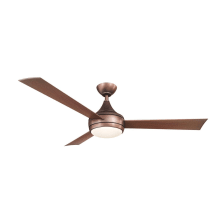 Donaire 52" 3 Blade Marine Grade Indoor / Outdoor LED Ceiling Fan with Remote Control
