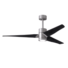 Super Janet 60" 3 Blade Indoor LED Ceiling Fan with Reversible Motor, Wall Control, Remote and LED Light Kit Included