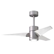 Super Janet 42" 3 Blade Indoor LED Ceiling Fan with Reversible Motor, Wall Control, Remote and LED Light Kit Included