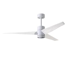 Super Janet 60" 3 Blade Indoor LED Ceiling Fan with Reversible Motor, Wall Control, Remote and LED Light Kit Included