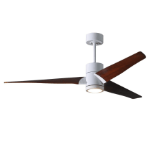 Super Janet 60" 3 Blade Indoor LED Ceiling Fan with Reversible Motor, Wall Control, Remote and LED Light Kit Included