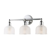 Hollow 3 Light 23" Wide Bathroom Vanity Light with Glass Bell Shades