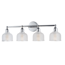 Hollow 4 Light 31" Wide Bathroom Vanity Light with Glass Bell Shades